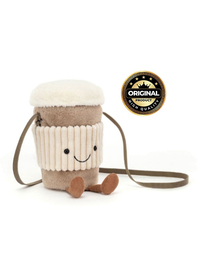Jellycat حقيبة قهوة للذهاب من أميزيبلز - لعبة محشوة ناعمة بأرجل كوردية، هدية عيد الحب لطيفة للأطفال والبالغين، مجموعة جليكات، 17 سم - Image 1
